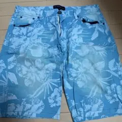 花柄ショートパンツ 水色