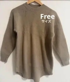 クルーネック✨ニット　レディース　ベージュ　フリーサイズ