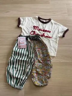 しまむら　刺繍Tシャツ 90サイズ　上下セット