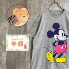 【フォローで半額】メンズ　Tシャツ　半袖 ディズニー　ミッキー　L グレー