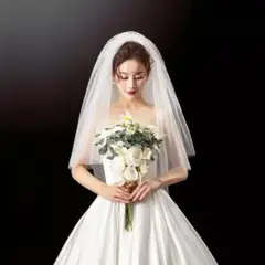 無地ウェディングショートベール2層ベールダウン ブライダル結婚式