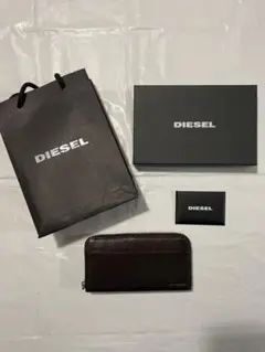 【新品/未使用】DIESEL メタルロゴ ラウンドファスナー長財布 ブラウン
