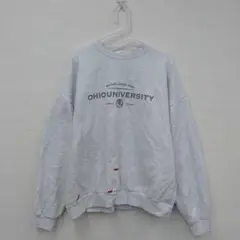 Via.Jスウェット オーバーサイズ ロゴ入 りグレー長袖
