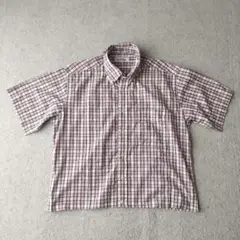 old unknown チェック シャツ 短丈 ボックスシルエット　y