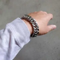 ワイド　チェーンブレスレット　サージカルステンレス　メンズ　21cm
