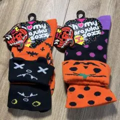 ①【新品】ハロウィンデザイン ソックス23〜25cm★2足セット【日本製】