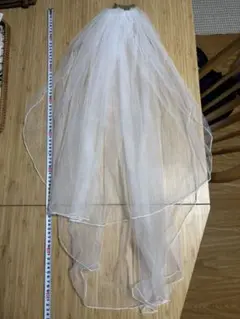 ホワイトチュールウェディングベール 約85cm コーム付き