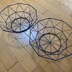 ブラックワイヤー八角形バスケット　２個セット