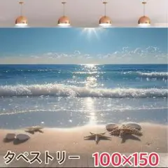 砂浜 ヒトデ 波 海 キラキラ タペストリー 背景布 ＃81