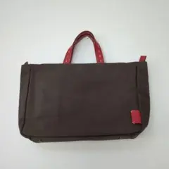 【美品】TUSKSタスクストートバッグ赤茶布製小さめ軽量肩掛け通勤お出かけ