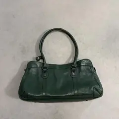 archive green leather hand bag y2k