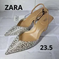 ZARA/パンプス/フェイクパール ハイヒール スリングバックシューズ ZARA／フェイクパール ハイヒール スリングバックシューズ36