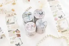 ロールシール　白い霧と花の香り　４種類各２m　コラージュ　素材
