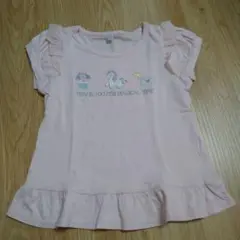 110cm　ユニコーン刺繍フリル袖Tシャツ ピンク