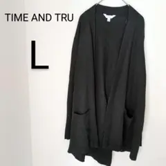 【訳あり】送料込❤TIME AND TRU 【L】ブラック ロングカーディガン