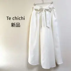 新品 Te chichi リボン付きスカーチョ ホワイト ワイドパンツ