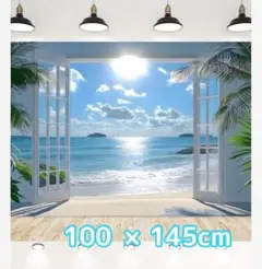 SALE タペストリー 背景布 おうちフォト テラス ビーチ 海 100×145