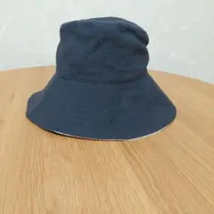 新品　未使用　オーダー品　婦人帽子　濃紺麻×綿麻リバティ　折り畳み可能　Mサイズ