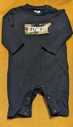 EDWIN エドウィン 長袖ロンパース 80サイズ 迷彩 ロゴ ブラック