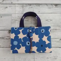 レビューブックカバー 北欧花柄　ブルー