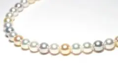 マルチカラーパールネックレス アコヤ真珠7-7.5mmネックレス