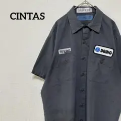 CINTAS ワークシャツ 企業系 刺繍ロゴ グレー 古着