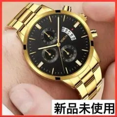【新品未使用】腕時計 クォーツ腕時計 カジュアル ビジネス ギフト ゴールド