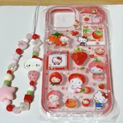 新品　キティ　いちご　iPhoneケース　ストラップ付き　iPhone15