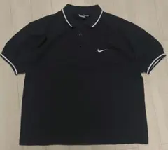 90s NIKE ナイキ ポロシャツ ブラック 銀タグ スウォッシュ リブライン
