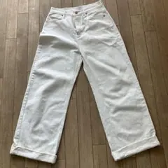 シーイン SHEIN ホワイト ワイドデニムパンツ