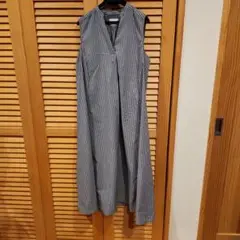 Aperi ナノユニバース　ロングワンピース　ノースリーブ　ストライプ　グレー