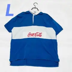 90s コカコーラ　ラガーシャツ プルオーバー Lサイズ 青×白 ヴィンテージ