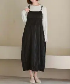 archives アルシーヴ リンクルシャイニーキャミワンピース ブラック
