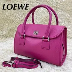 【LOEWE】2way アラモ28 アナグラム レザー ピンク