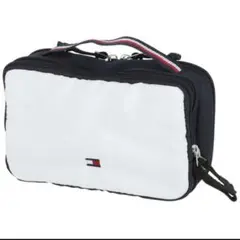 【新品未使用】TOMMY HILFIGER ラウンドポーチ ホワイト/ネイビー