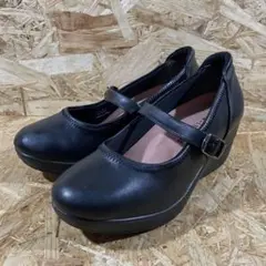KIREI WALK 黒パンプス 23.5EEE 厚底ストラップ