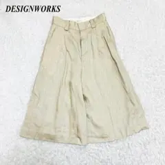 デザインワークス ガウチョパンツ ウエストタック 日本製 麻100% サイズ36
