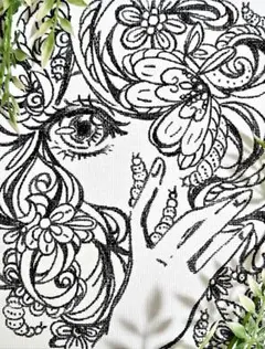 女の子 毛虫 オリジナルイラスト キャンバス
