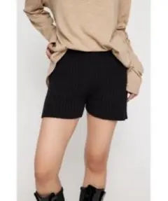 lagua gemリブ編み ブラックショートパンツ