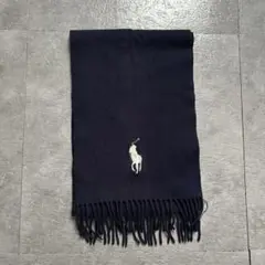 Polo Ralph Laurenポニー刺繍マフラー フリンジ ネイビー