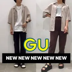 【新品未使用】GU カラーステッチオープンカラーシャツサテン 半袖シャツ M