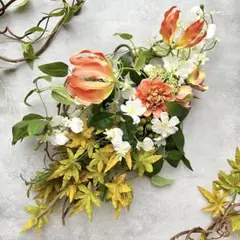 NO25_82ナチュラルリース〜秋風〜/造花/壁掛けインテリア/秋リース