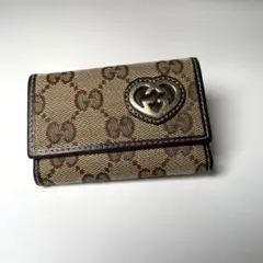 グッチ GUCCI 6連 キーケース GGキャンバス ラブリーハート