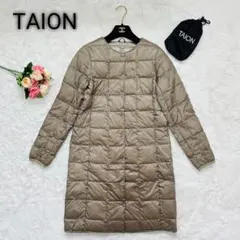 【美品】TAION タイオン キルティング ダウンコート ノーカラー S
