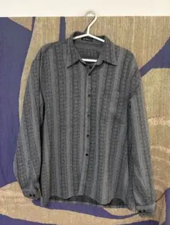 グレー ストライプ 長袖シャツ