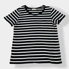 アースミュージック&エコロジー ボーダー柄 コットン 半袖 Tシャツ M