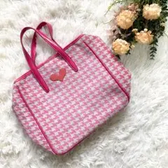 Think Bee!⭐️シンクビー! トートバッグ ハンドバッグ 千鳥柄ピンク