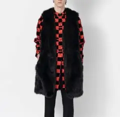 新品 完売ロングファーベストBLACK COMME des GARÇONS L