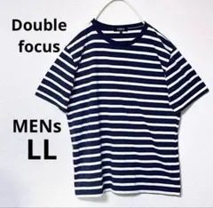 ダブルフォーカス　 メンズ　Tシャツ LL ネイビーホワイト　ストライプ
