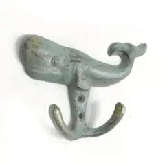 【新品】壁掛けフック　フック　鉄製 　ヴィンテージ クジラ　ビス付